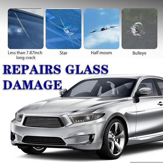 Windshield Repair Kit, 2 Pcs Car Glass Repair Kit Quick Fix for Chips & Cracks, Windshield Crack Repair Kit,Cracks Gone Glass Kit, Automotive Windscreen Tool, Nano Fluid Filler