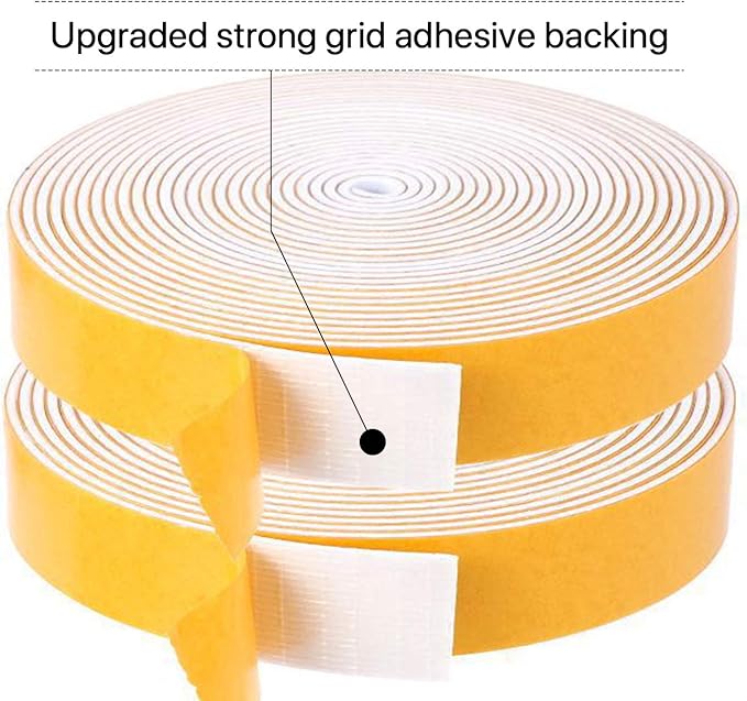 Foam Weather Stripping-2 Rolls, 1 Inch Wide X 1/16 Inch Thick Total 26 Feet Long, Foam Strip with Adhesive for Doors and Windows Insulation(13 ft x 2 Rolls)