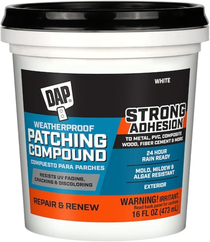 DAP Weatherproof Patching Compound, White, 16 Oz (7079818741) (Pack of 1)