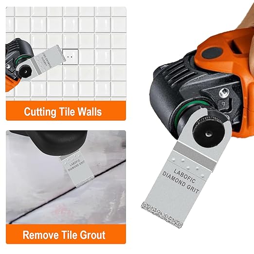 3Pcs Diamond Oscillating Blades, Flush Cut Grout Oscillating Multi Tool Blades for Grout Removal, Cleaning Mortar and Soft Tile Cut