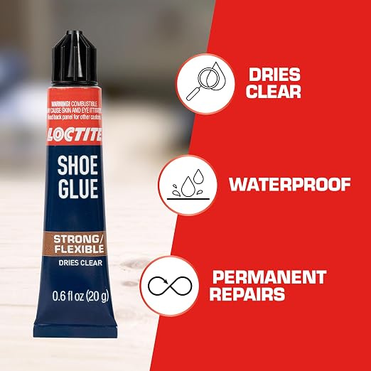 Loctite Shoe Glue, Strong & Flexible Fabric Glue, Resistant to Water, Impact, & Vibrations, Dries Clear - 0.6 fl oz Bottle, 2 Pack
