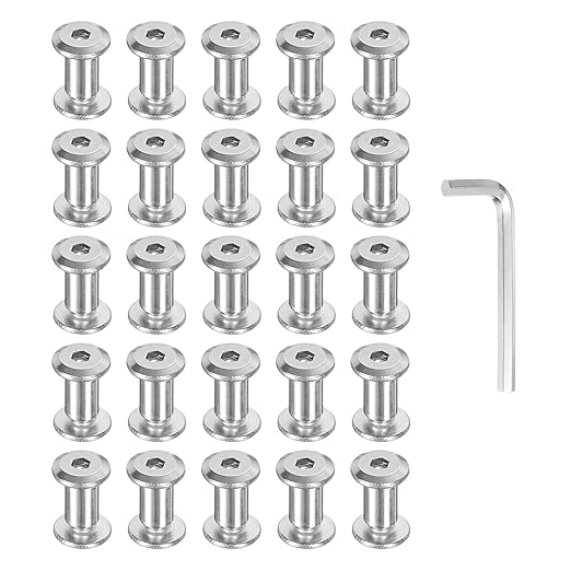 PATIKIL M4x4mm Hex Chicago Screws 5x8mm, 20Pcs 304 Stainless Steel Metric Hex Drive Socket Cap Binding Post Screw Posts for Scrapbook Leather Belt Album Furniture Repair, Silver
