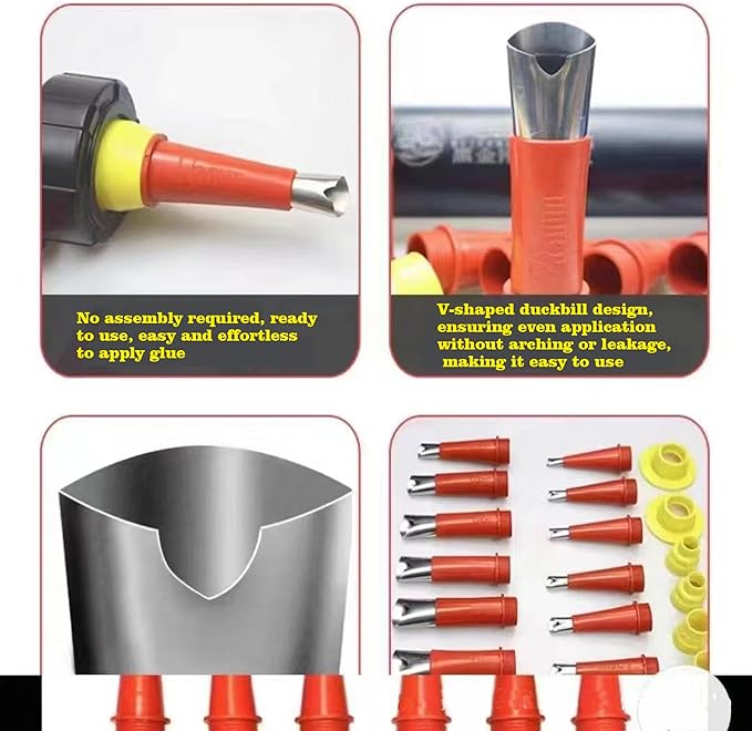 Sausage Caulking Tips 7-23mm Cone Trowel Nozzles Nozzle For Sausage And Bulk Guns Sausage，Stainless steel V-shaped mouth,Glue nozzle + scraper tool set