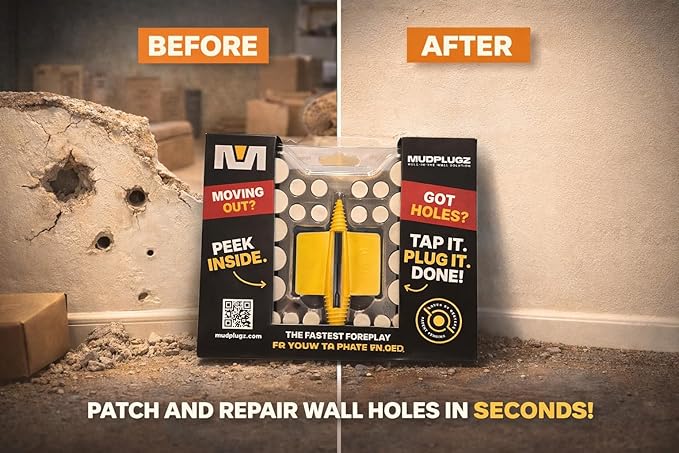 FIX Drywall Anchor Holes Fast - MudPlugz Drywall Hole Repair Kit - No Mesh - No Spackle - Professional Small Hole Wall Patch Kit - 36 Plugs - Reusable Prep Tool - Quick and Easy