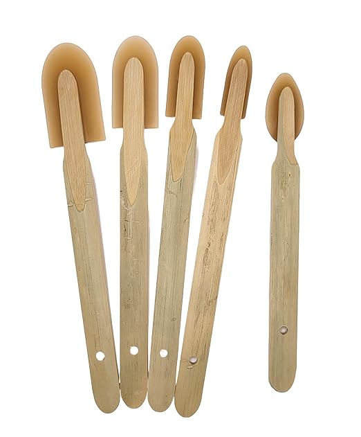 JMIBASIC Caulk Smoothing Tool Set - Corner & Narrow Area Spatula for Precise Sealing - Assorted Size Silicone Sealant Applicator - Premium Rubber Finisher for Grout Application_Wood (5 Size (Large))