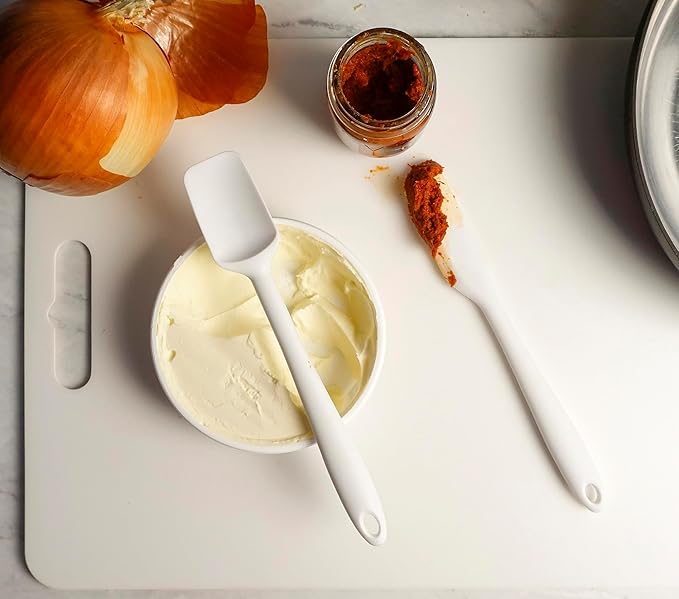 RSVP International Ela Collection Silicone Coated Steel, Mini Spatula/Spoon, White