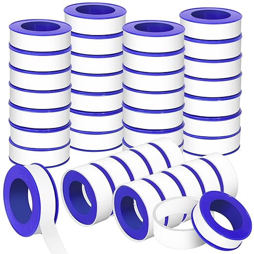 24 Rolls Teflon Tape for Plumbers, 1/2 x 520 Inches PTFE Thread Seal Tape, White Pipe Sealant for Shower Head, Water Pipe Sealing and Leak Prevention, Sealing Tape for Threaded Connections