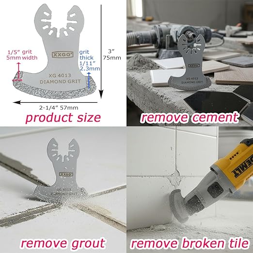 XXGO 8 Pcs Oscillating Multitool Diamond Blade for Grout Removal XG8001S