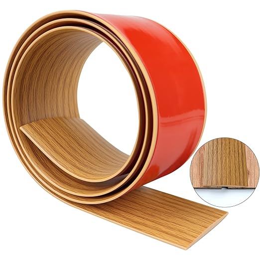 Floor Transition Strip 1.57" Self Adhesive Flat Vinyl Flooring Transitions Strip with Strong Backing Wood Grain 4cm, 3.28FT, Brown Wood Grain