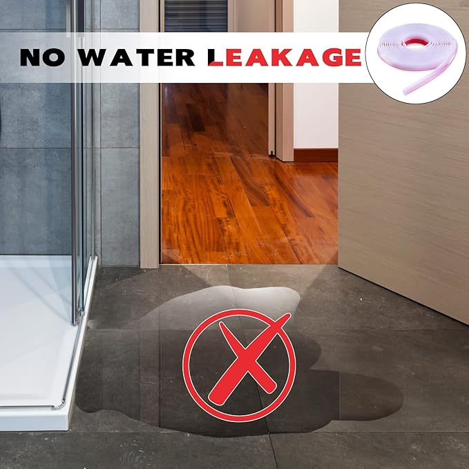 Tondiamo 2 Roll Shower Door Side Seal Strip 196.8 Inch Glass Frameless PVC Bulb Shower Door Bottom Adhesive Seal for Gap Edge Trim Gasket Sweep
