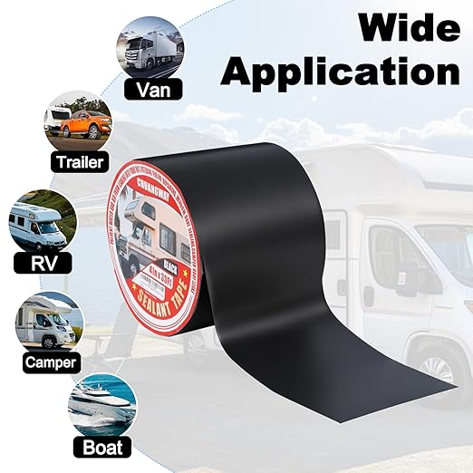 Butyl Sealant Waterproof Tape Black, 6 Inch X 33 Foot RV Roof Repair Tape, UV & Weatherproof Roof Seal Tape for RV Camper Trailer Boat Window Sealing Leak Repair