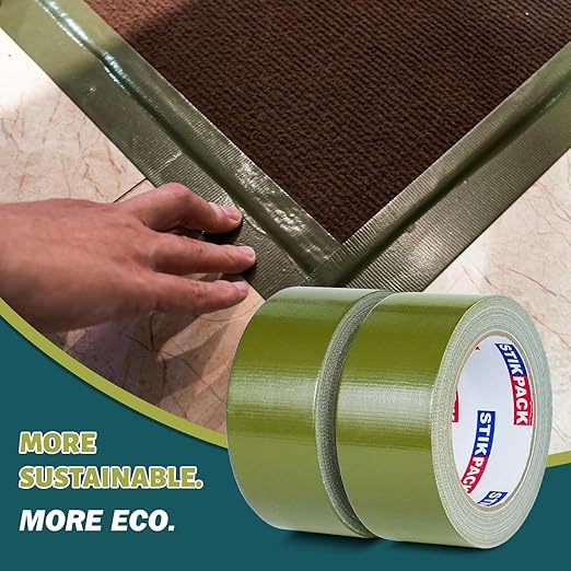 Colored Duct Tape, 2 Rolls Heavy Duty Olive Green Duct Tape 9 Mil x 2 Inch x 25 Yards Flexible, Strong, No Residue, Waterproof and Tear by Hand, Multi-Use for Indoor & Outdoor Repairs