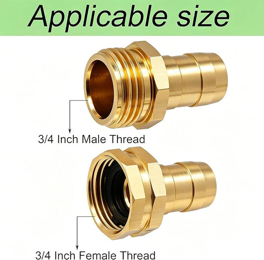 Triumpeek Garden Hose Repair Connector with Clamps | Set of 3 Aluminum Water Hose End Replacement Fit for 3/4" and 5/8" Garden Hose Fittings