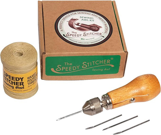 Speedy Stitcher Sewing Awl Kit with 180-yard Tube of Thread, Natural