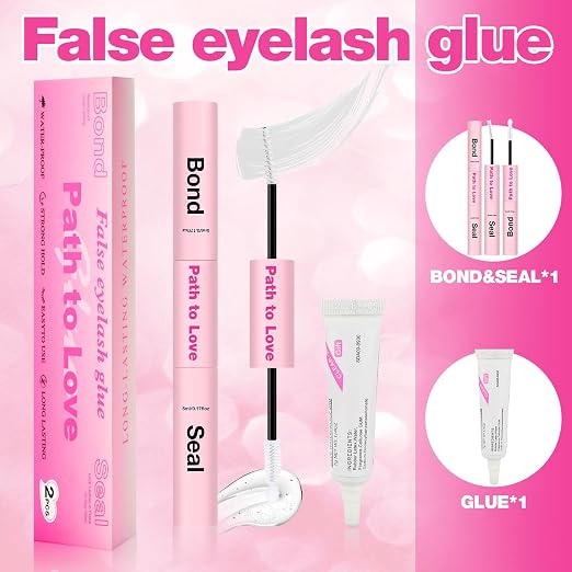 Professional Lash Cluster Glue Kit – 150H Strong Hold Bond & Seal Waterproof Eyelash Glue,Long-Lasting Adhesive for DIY Cluster Lashes,Home Use,Beginners & Pros (White,2-Pack (5ml+5ml+0.24oz)
