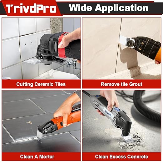 TrivdPro 15pcs Grout Remover Tool Carbide Oscillating Multi Tool Blades Diamond Grout Removal Blade Tools for Tile, Concrete, Masonry, Cleaning Mortar