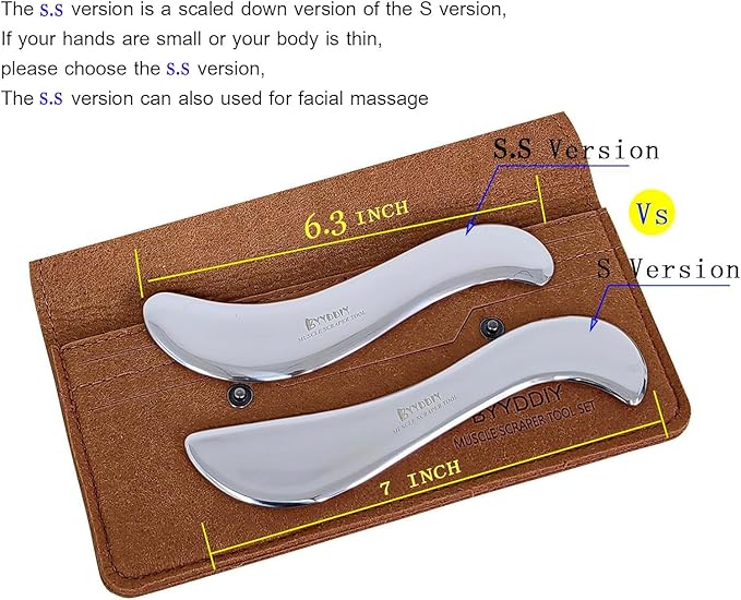 BYYDDIY 304 Stainless Steel Gua Sha Muscle Scraper Tool,Scar Tissue Tool,Physical Therapy Tools,Muscle Scraping Tool,Guasha Massage Scraper,IASTM Tools,Skin Scraping Tool,Soft Tissue Massage Tool