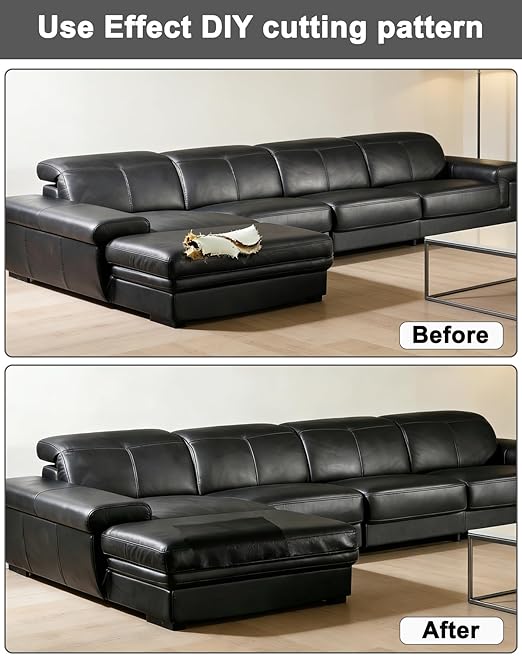 Leather Repair Patch,17x54 Inch Self-Adhesive Vinyl Repair Tape,Large Black PU Patch for Couch,Sofa, Furniture,Car Seat,Office Chair,Handbag (Black)