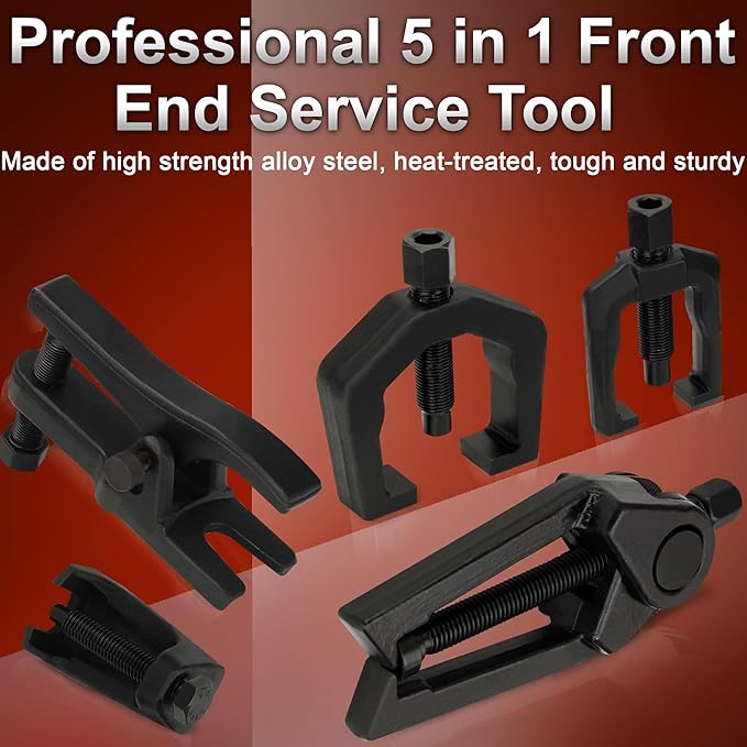 5pcs Pitman Arm Puller Ball Joint Separator, Tie Rod End Tool for Ball Joint Press Kit, Front End Service Kit, Splitter Removal Kit (Black)