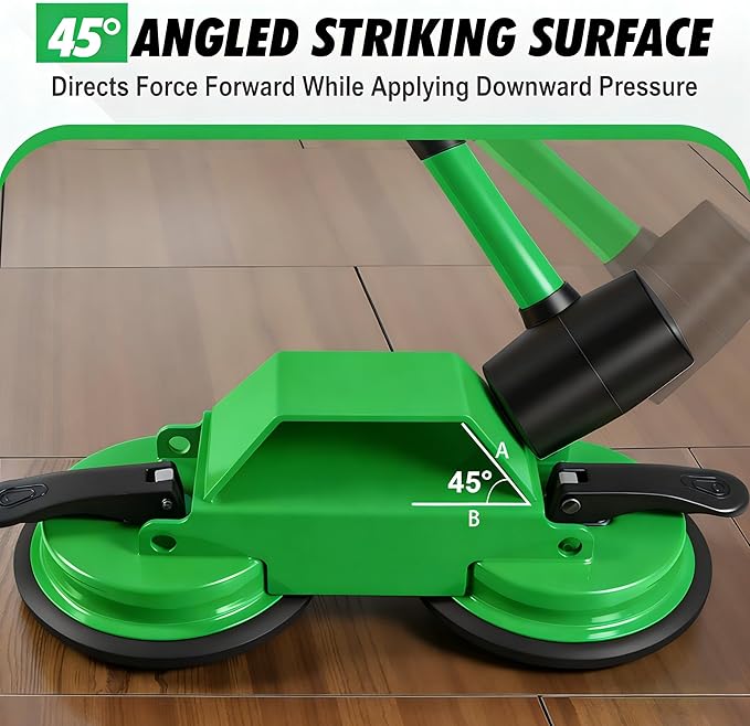 Floor Gap Fixer Tool, 45° Striking Surface Floor Gap Repair Tool with Dual Suction Cup, Made of Iron. with 6pcs Sticky Pads for Fixer Laminate/Vinyl Flooring Tools