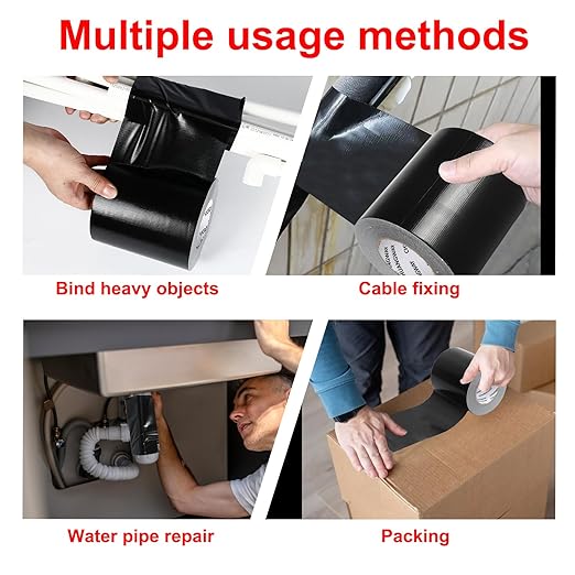 Duct Tape Heavy Duty,6 Inches x 55 Yards,9 Mil Thickness,Strong Industrial Strength,Flexible,No Residue,Waterproof and Tear by Hand,Multi-Use for Indoor & Outdoor Repairs(Black)