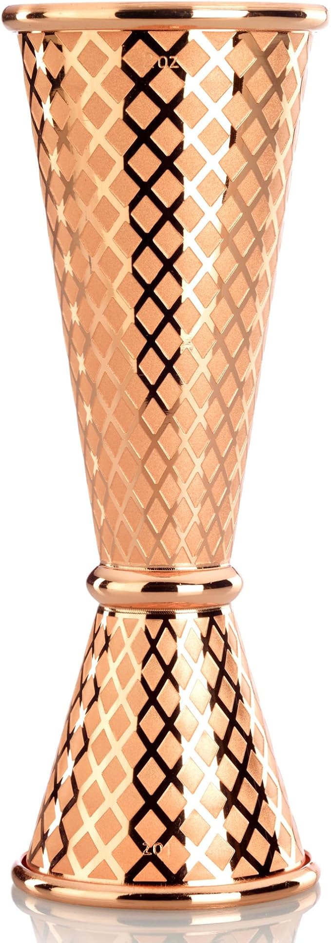 Barfly 1 x 2 oz. Diamond Lattice Etch Japanese Style Jigger, Copper Plated