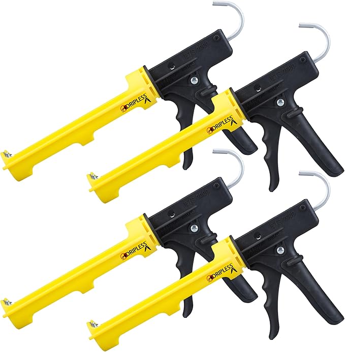 Dripless ETS2000 Ergo Composite Caulk Gun | Dripless Caulking Gun for 10 oz Cartridges or Tubes | Lightweight Body | 12:1 Thrust Ratio | Pro Painter Preferred | 4 Pack