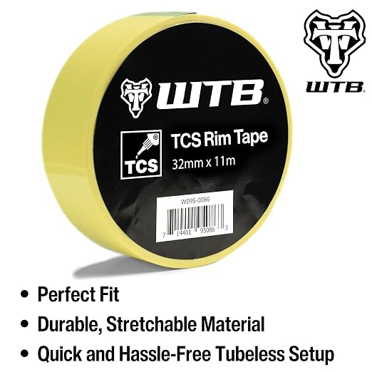 WTB Tubeless Bicycle Rim Tape (32mm x 11m) Easy Tubeless Setup & Airtight Seal, Compatible with All Tubeless Rims | bike-rim-tape