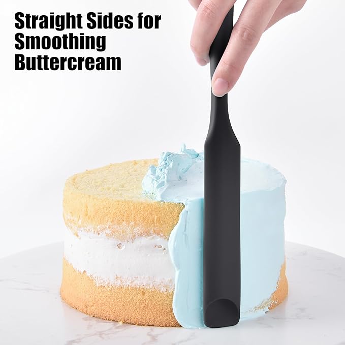 Doosu Silicone Jar Scraper Spatula, 600°F Heat Resistant Rubber Scraping Tool for Jam Nut Butter Sourdough, Flexible Skinny Cream Spreader Long Slim Kitchen Spurtle for Jar Blender Bottle (Black)