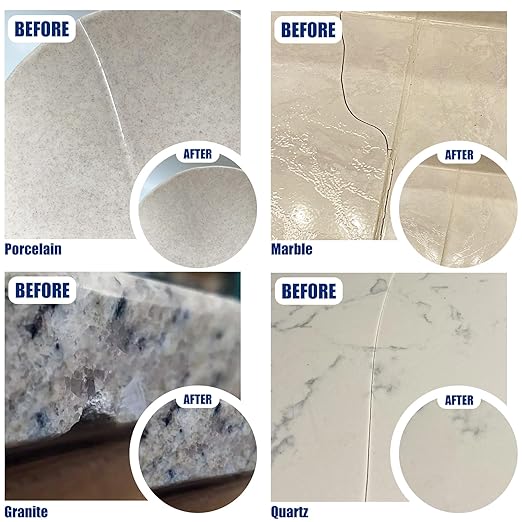 Tile Repair Kit - Porcelain Repair Kit for Repairing Scratches, Chips, Dents, Hole on Bathtub and Shower Tray, Ceramic Repair Filler for Acrylic, Fiberglass, Perfect Restoration of Marble Countertop