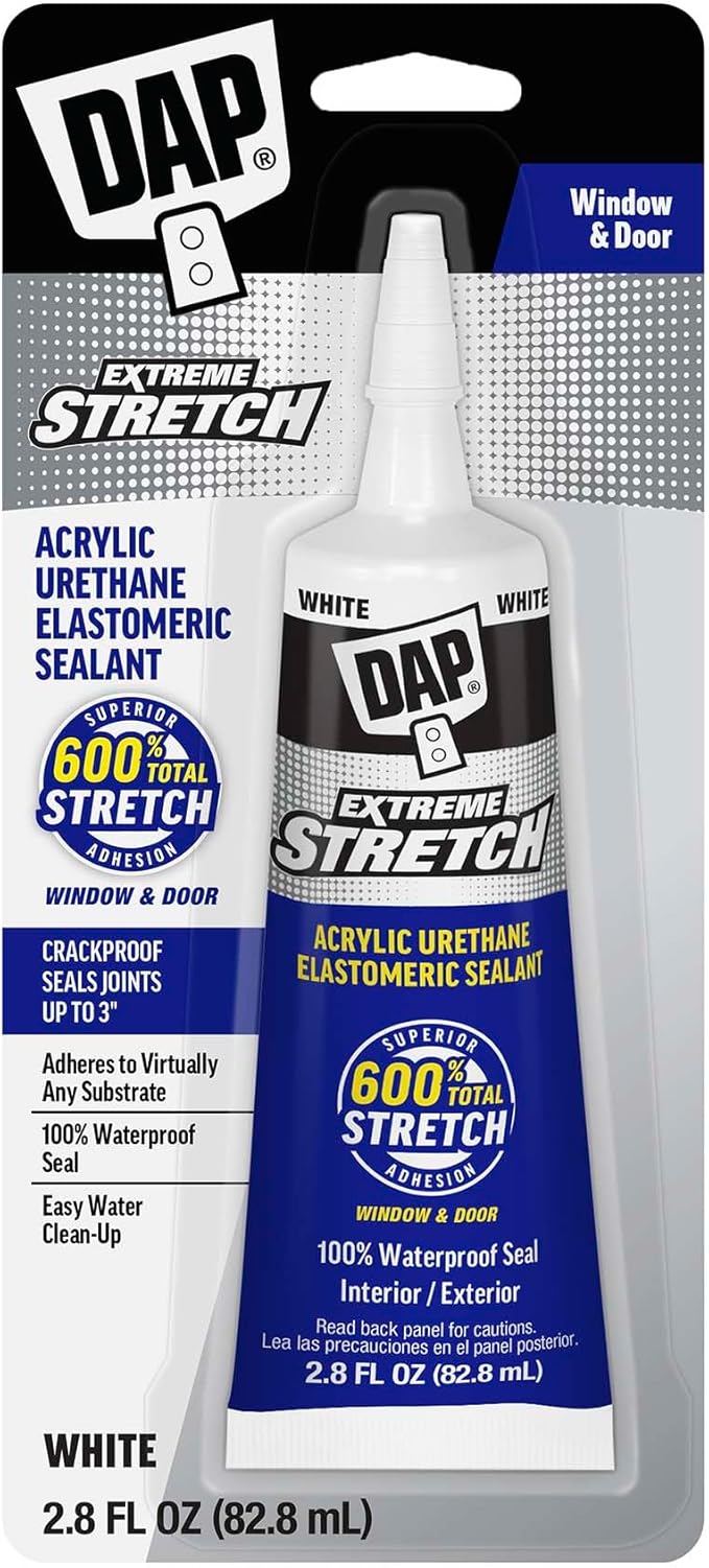 DAP Extreme Stretch Acrylic Urethane Premium Elastomeric Sealant, White, 2.8 oz (7079800958)