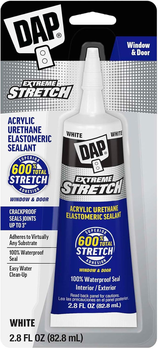 DAP Extreme Stretch Acrylic Urethane Premium Elastomeric Sealant, White, 2.8 oz (7079800958)