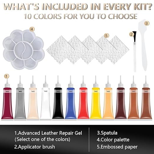 Advanced Leather Repair Gel, 2026 Upgrade Leather Repair Kit for Car Seat Vinyl Repair Kit, Professional Leather Repair Coloured Cream Gel, Multifunctional Couch and Jacket Repair Kit (Beige)