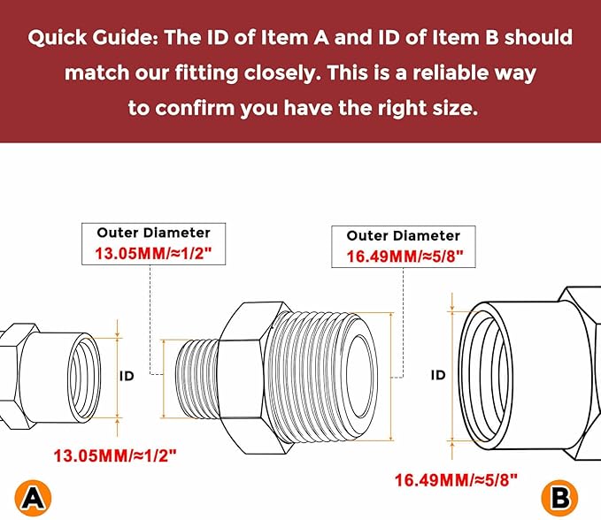 Packs of 5, 3/8" MNPT To 1/4" MNPT Solid Brass Hex Nipple Hose Connectors, Male Pipe Adapter for Pipe Leak Repair, Bathroom Remodeling, Tool Extension, Compression, Irrigation