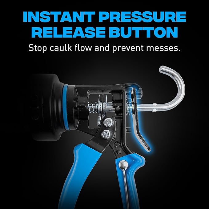 OX Pro 29oz Caulking Gun - Heavy Duty Steel Frame Large Caulk Gun 29 oz with 12:1 Thrust Ratio for Latex and Silicone