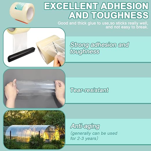 4Inch Heavy Duty Greenhouse Repair Tape 6.3Mil Thick 108Ft-UV & Waterproof PE Patch Tape for Greenhouse Plastic Film,Tents,Tarps-Instantly Fix Holes&Tears,-40°F to 190°F