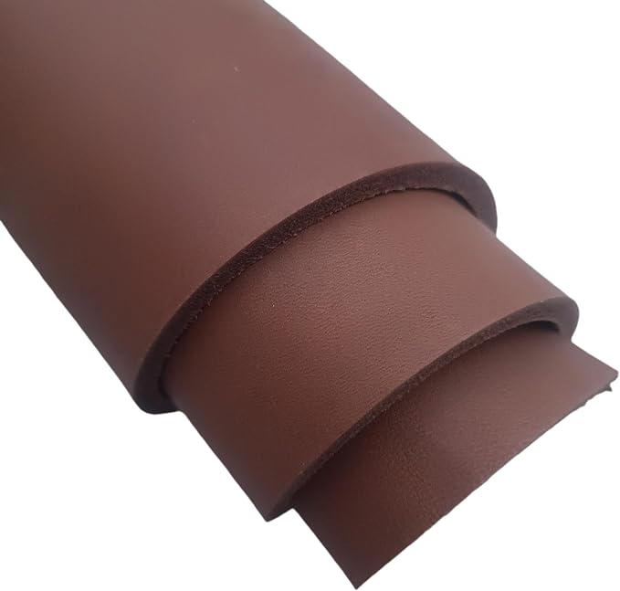 Full Grain Leather Sheet, 4-5mm Thick, Brown Leather, Vegetable Tanned Leather for Crafting, Tooling, Sheath Making (Brown 8 x 8 inches 5pc)