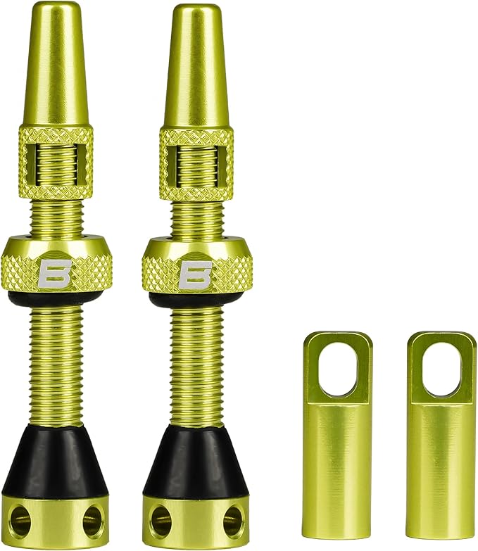 BWSHLF Tubeless Presta Valve Stem 40/44/55/60/65/80/100 mm, Super Light Alloy Presta Valve Stem Kit with Valve Core Remover Tool and Valve Stem Caps - Multiple Color and Size Options(Pair)