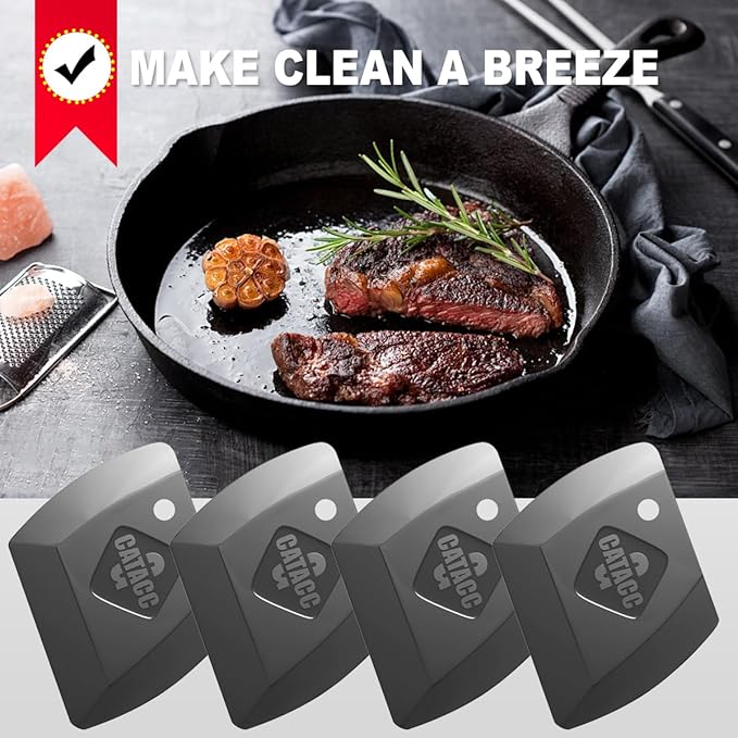 G.CATACC 4-Pack Pan Scrapers, Durable Plastic Dish Scraper Tool for Kitchen Cast Iron Pot Pan Skillets, Cookware Cleaning