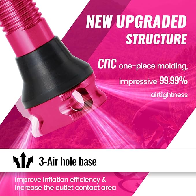RideNow Tubeless Presta Valve Stems, 85mm Super Light 7075 Aluminum Alloy Presta Tubeless Valve Stem Kit with Valve Core Remover Tool and Valve Stem Caps, Multiple Color & Size Options(Pair), Rose Red