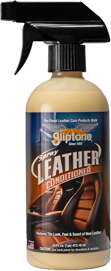 Gliptone Leather Conditioner Spray, Professional pH-Balanced Formula Restores Softness, Shine & Flexibility, No Rubbing Needed, Safe for Car Interiors, Furniture & Jackets, Made in USA,17 oz
