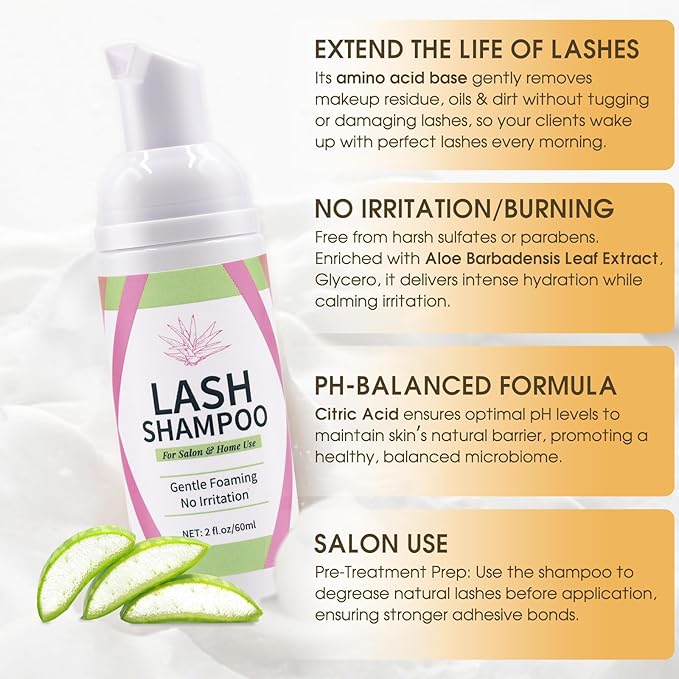 Lash Bonder Primer and Shampoo Kit for Eyelash Extensions, Glue Accelerator Lash Sealant, Pre-treatment Primer Protein Oil Cleanse Remover, Makeup Tools for Professional Use (15ml+15ml+60ml)