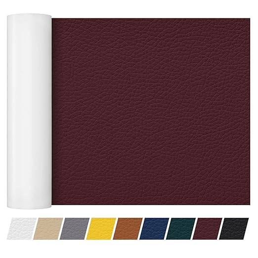 Leather Repair Patch Tape 16×55 inch Furniture Leather Strong Self Adhesive Tape for Sofas Couch Car Seats Cabinets Bags Anti Scratch Patches First Aid Patch Fixing Leather Wine Red