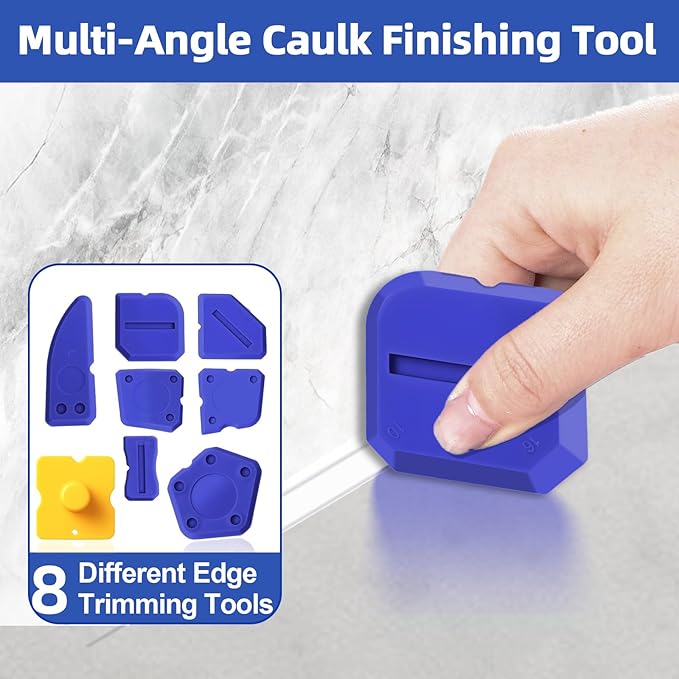 25 PCS Caulking Tool Kit, Caulk Remover, Grout Scraper & Sealant Finishing Tool - silicone caulking tool with Stainless Steel Scraper & 10 Replacement Blades for Bathroom, Kitchen, Tile, Shower, Sink