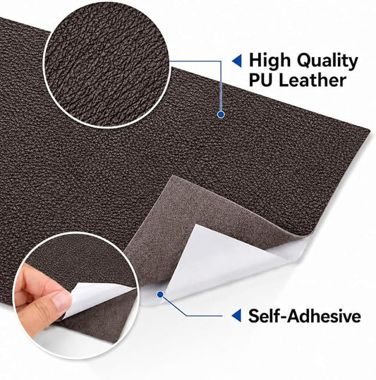 2PCS 8×4 Inch PU Leather Patch for Car Seat Repair, Self-Adhesive Leather Repair Patch Tape for Vinyl Leather Upholstery, Car Seat Furniture Repair Kit (Light Coffee)