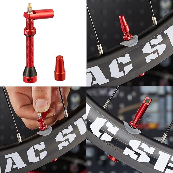 Corki Cycles Tubeless Presta Valve Stem 40 44 55 60 80 100mm with 2PCS Valve Core and 2PCS Remover Tool (Black Red Gold Rainbow)
