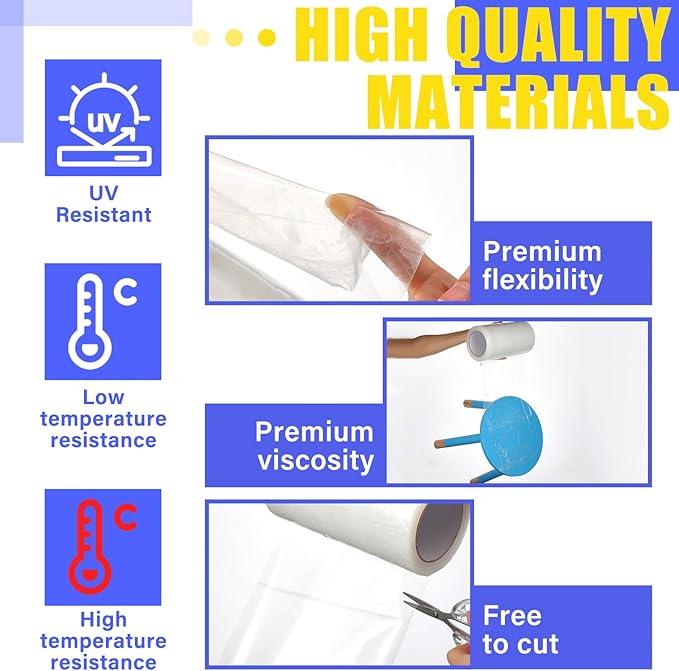 2 Rolls 8'' x 115' Greenhouse Repair Tape 6.3 mil Thickness Heavy Duty Greenhouse Tape Clear UV Resistant Waterproof for Repairing Plastic Sheeting Polyethylene Film for Seaming Splicing