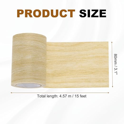 uxcell Wood Grain Repair Tape, 3.1" x 15ft Self Adhesive Wood Grain Colored Duct Tape Waterproof Repair Patch for Furniture Floor Scratch Fix, Baseboards, DIY Decor, Light Yellow