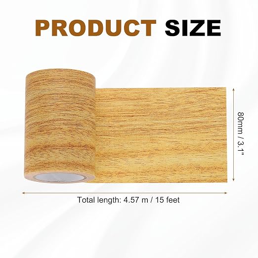 uxcell Wood Grain Repair Tape, 3.1" x 15ft Self Adhesive Wood Grain Colored Duct Tape Waterproof Repair Patch for Furniture Floor Scratch Fix, Baseboards, DIY Decor, Golden Oak