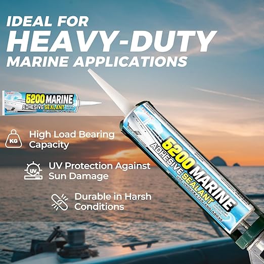 5200 Marine Sealant Adhesive Fast Cure - Permanent, Watertight Bonding and Sealing - UV Resistant, Above & Below Waterline- for Boats, Hulls, Decks & RVs,Pond Sealant 3oz (1Pack Black)